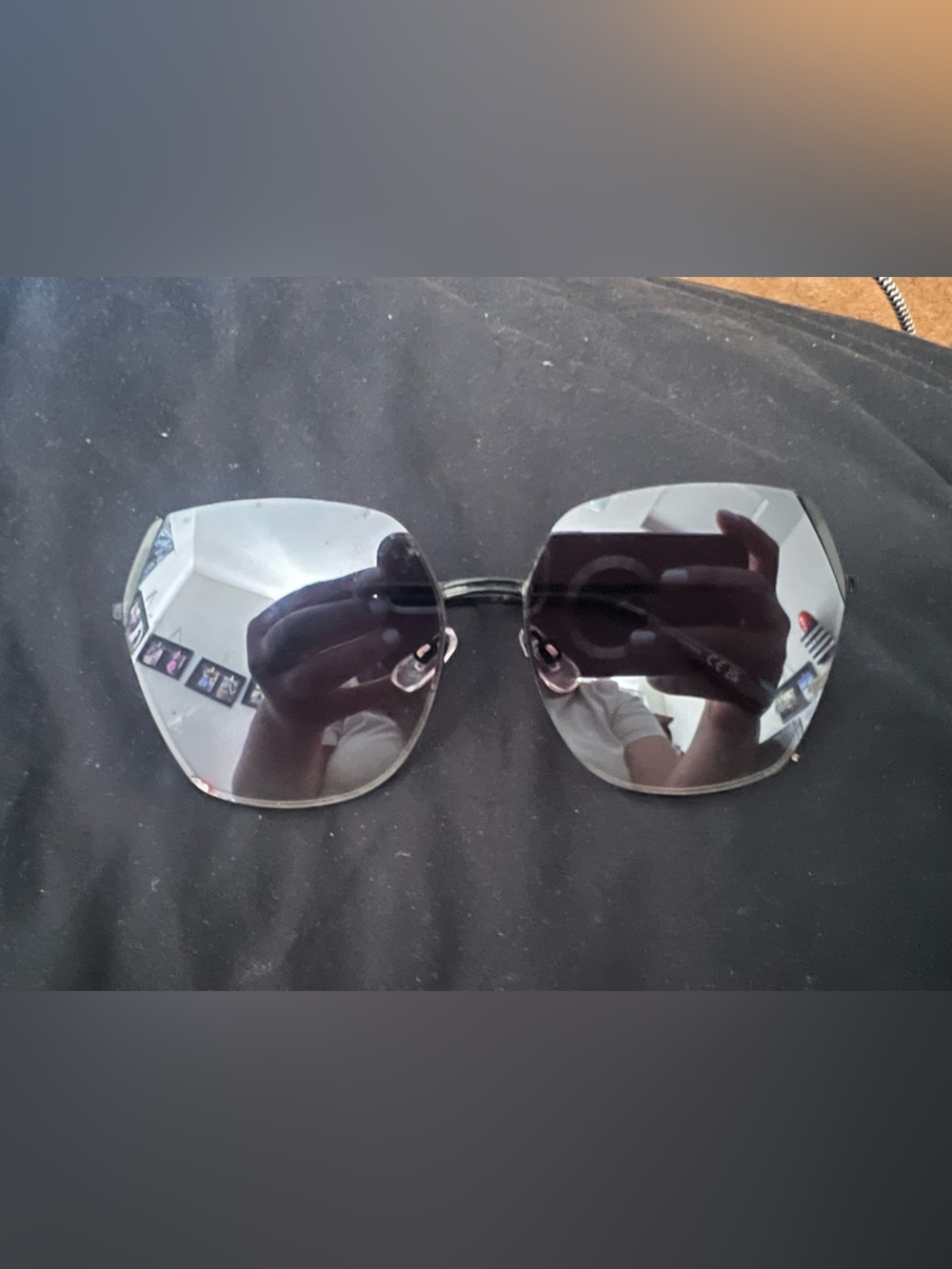 Women's Oversized Silver Mirrored Rimless Sunglasses